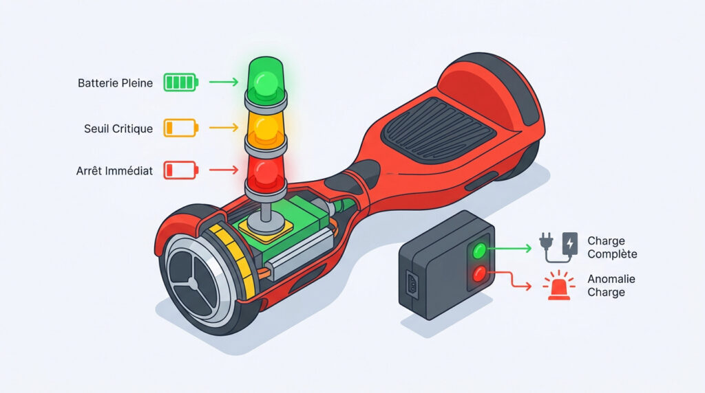 Hoverboard qui clignote rouge ou orange : ce que veut dire chaque voyant